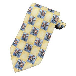 TOMMY BAHAMA Golf Tie Men's 100% Silk Golf Clubs Yellow Blue X-Wide Sporty GUC